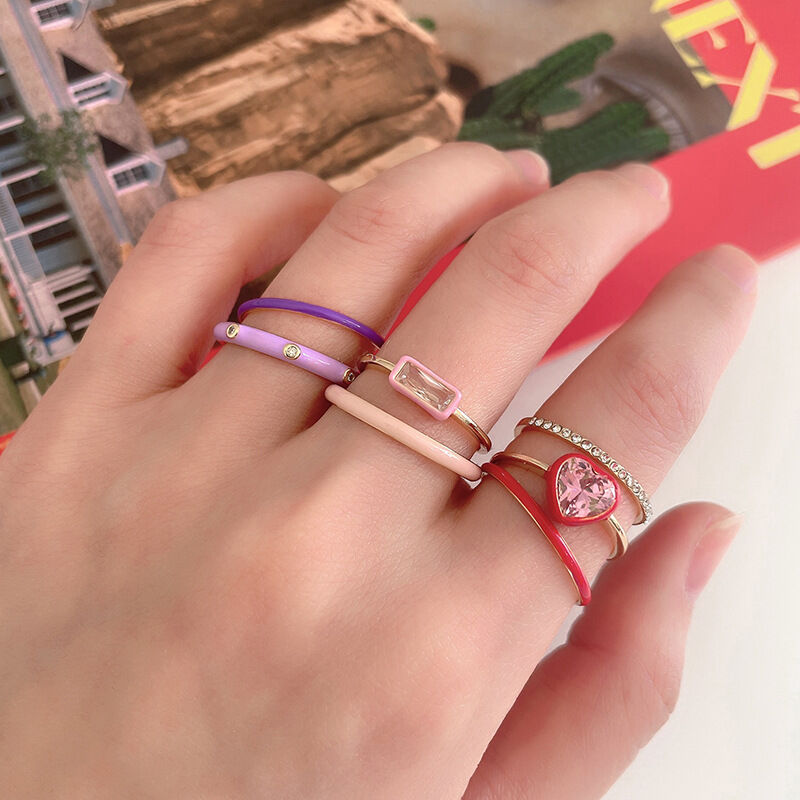 1 pezzo Serie romantica Elegante cuore in lega Anelli singoli da donna h5Immagine3