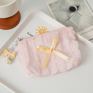 1 Piece Romantic Bowknot Portable Large Capacity With Random Printing Design Women's Lace Cosmetic Bags h5 Picture6