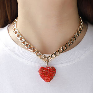 1 Piece Luxurious Series Retro Exquisite Red Heart Shape Copper Women's Pendant Necklaces h5 Picture8