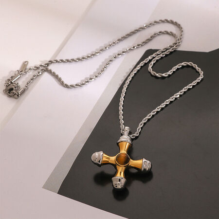 1 Piece Modern Series Light Natural Cross Stainless Steel Waterproof Gold and Silver Color Women's Pendant Necklaces