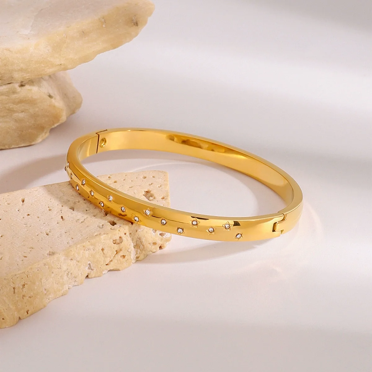 1 Piece Romantic Series Little Star All-match Stainless Steel Waterproof Gold Color Women's Bangles