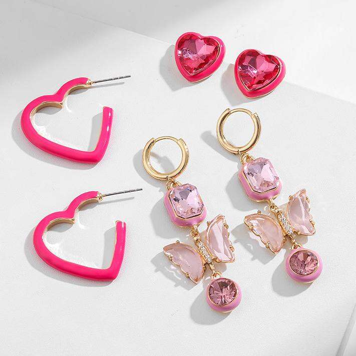 1 Pair Romantic Series Elegant Heart Alloy Women's Earrings Set Picture7