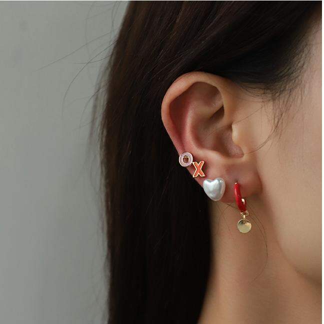 1 Set Stylish Series Chic Polychrome Heart Drop Oil Alloy Exquisite Women's Earrings Set h5 Picture5