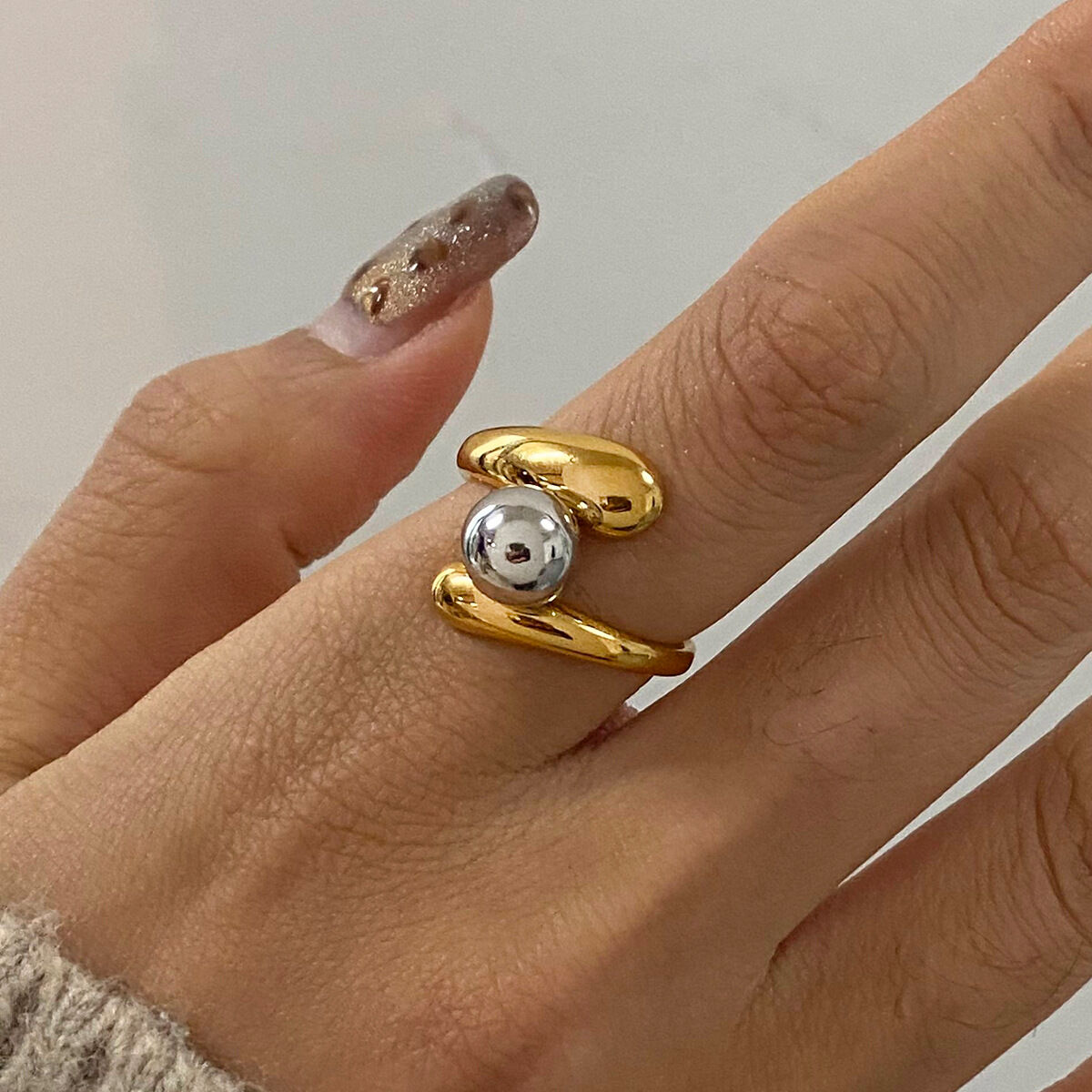 1 Piece Minimalist Series Classic Irregular Line Stainless Steel Waterproof Gold and Silver Color Women's Single Rings Picture7