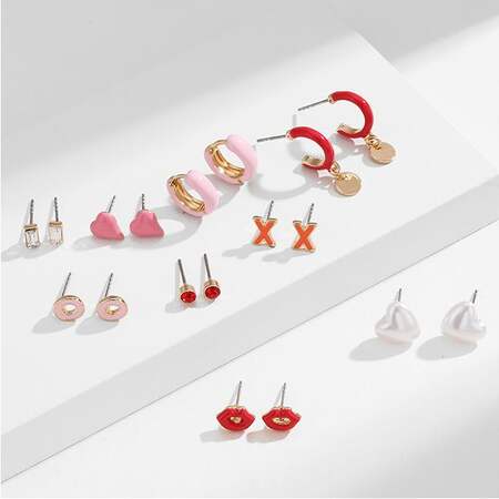1 paar romantische serie schattige hart legering dames oorbellen set