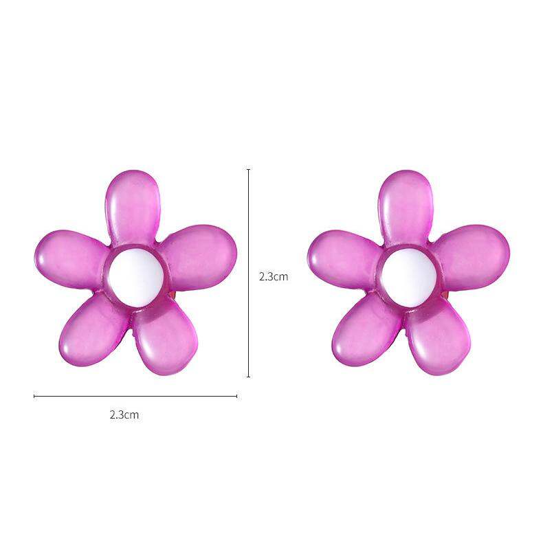 1 Pair Fashionable Series Lucid Natural Flower Shape Colorful Resin Women's Stud Earrings Picture8