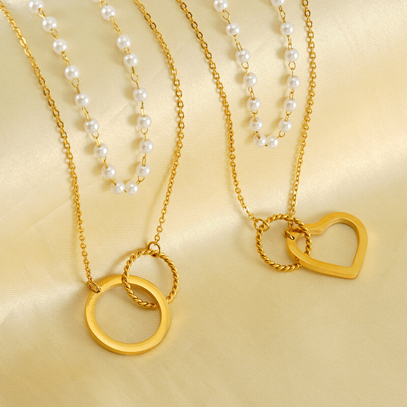 1 Piece Simple Series Love Annular Stainless Gold Color Women's Pendant Necklace