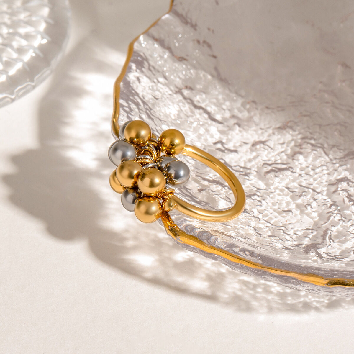 1 pezzo serie minimalista anelli singoli da donna in acciaio inossidabile irregolare, impermeabili, color oro e argento, personalizzabili quotidianamente h5 Immagine9