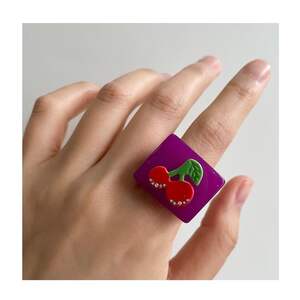 Anillos individuales de resina para mujer, serie romántica, vacaciones, 1 pieza h5 Imagen8