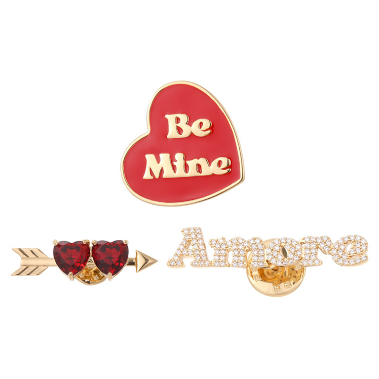 1 Piece Trendy Series Sweet Heart Drop Oil Gold Color Alloy Women's Brooches h5Picture7