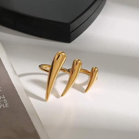 1 stuk minimalistische punk druppel design roestvrijstalen waterdichte gouden verstelbare damesring