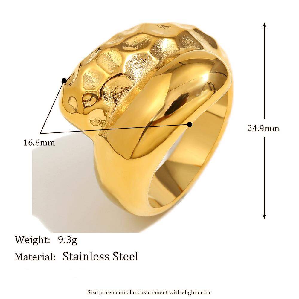 1 pezzo semplice serie Daily Twist in acciaio inossidabile impermeabile color oro anelli singoli da donna h5 Immagine9