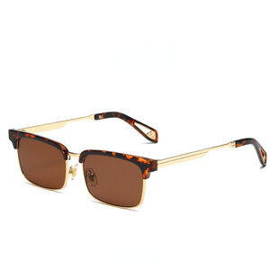 1 Pair of Stylish Semi Rimmed Metal Patchwork Protective Women's Sunglasses h5 Picture2
