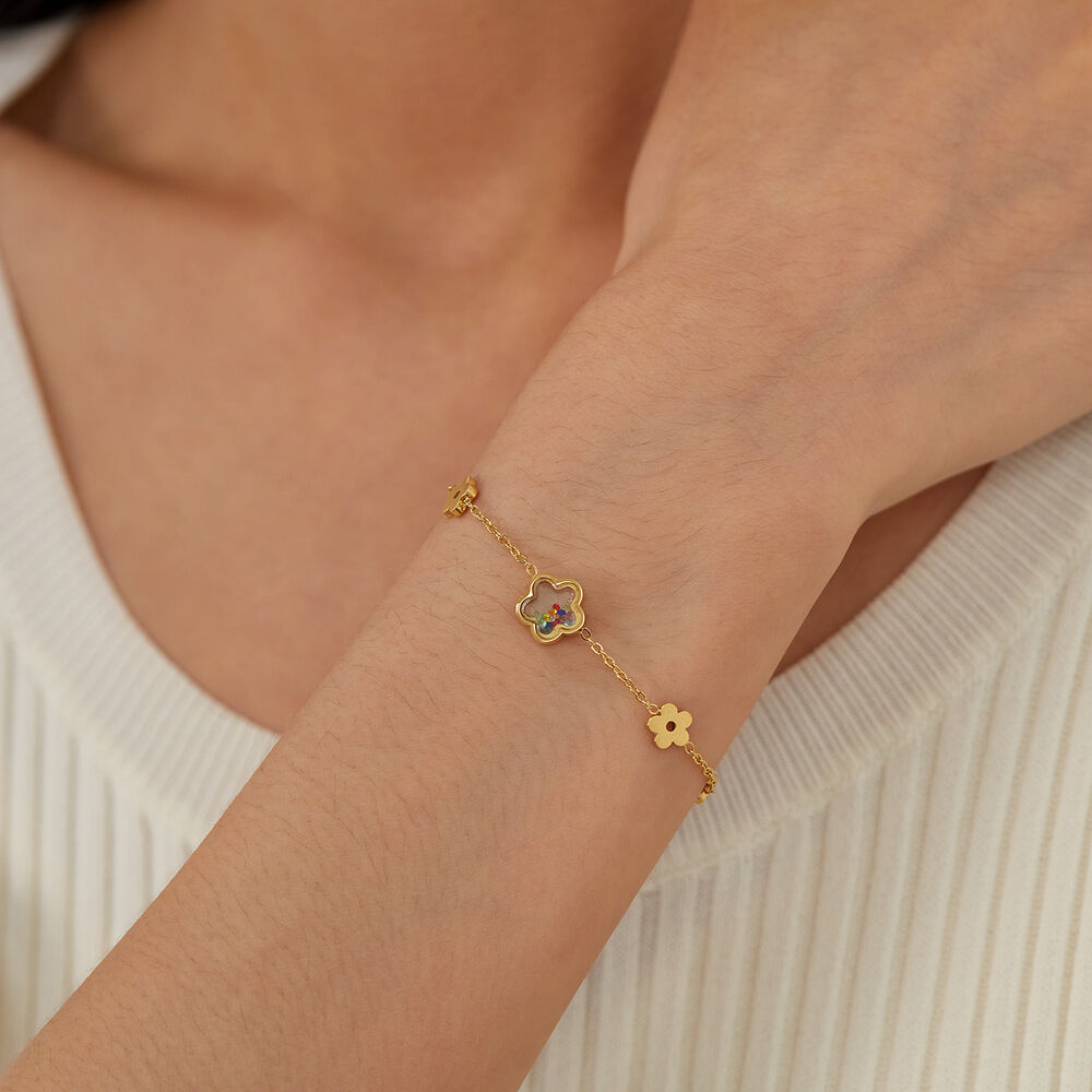 1 Stück Designable Series Daily Flower Edelstahl wasserdicht goldfarbenes Damen-Charm-Armband h5Bild6