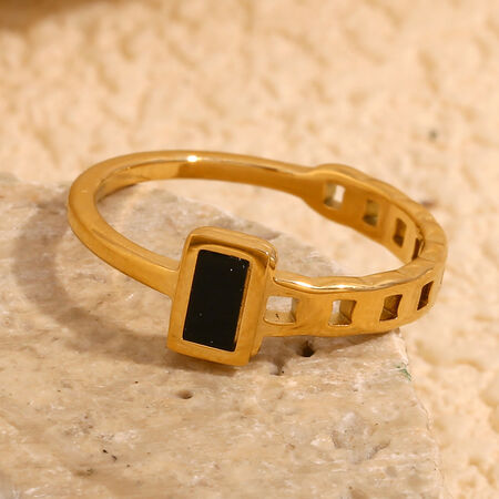 Modern Quadrilateral Stainless Steel Waterproof Gold Color Women's Minimalist Rings 2