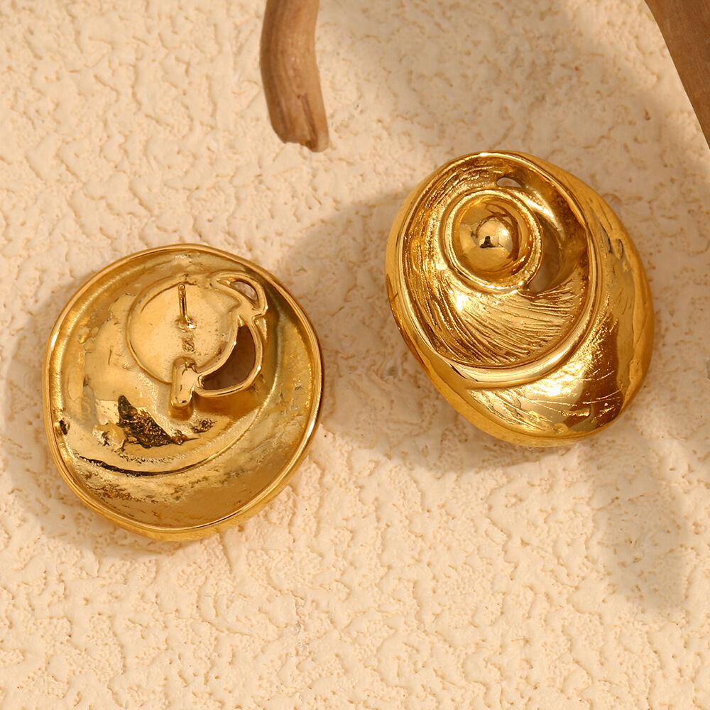 1 Pair Classic Series Retro Geometric Stainless Steel Waterproof Gold Color Women's Stud Earrings Picture7