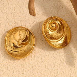 1 Pair Classic Series Retro Geometric Stainless Steel Waterproof Gold Color Women's Stud Earrings h5 Picture7