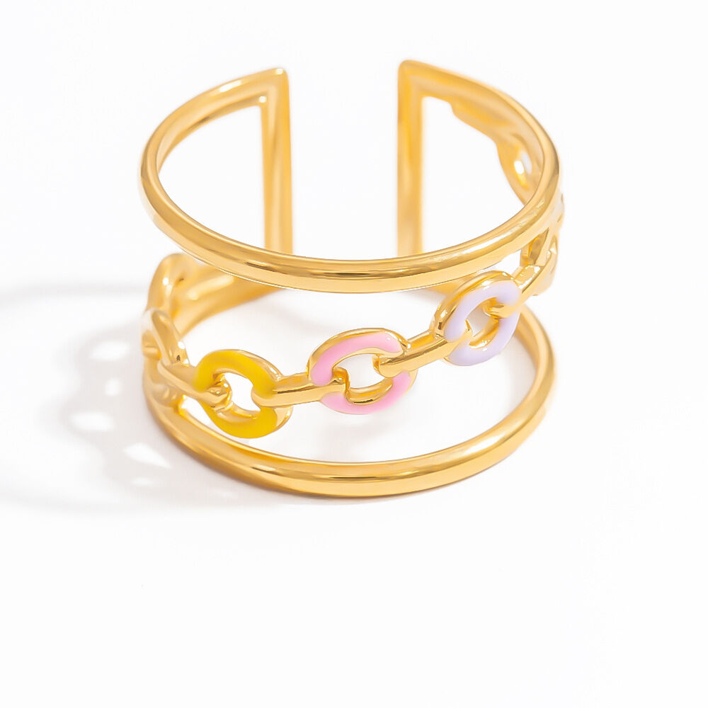 1 pezzo serie romantica cuore vacanza acciaio inossidabile colore oro anelli regolabili da donna Immagine9