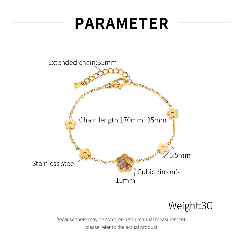 1 Stück Designable Series Daily Flower Edelstahl wasserdicht goldfarbenes Damen-Charm-Armband h5Bild7