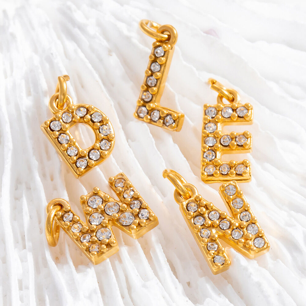 1 Piece Luxurious Series Daily Letter DIY Statement Piece Stainless Steel Waterproof Gold Color Women's Pendants Picture5