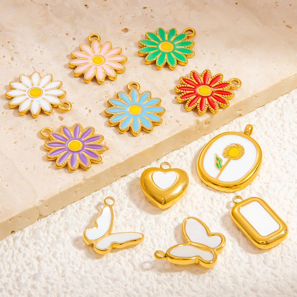 1 Piece Romantic Series Daily Butterfly Oil- Glazing Stainless Steel Waterproof Gold Color Women's Pendants Picture3