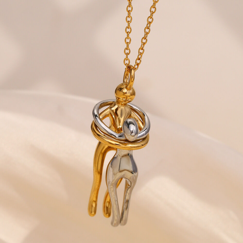 Collier pendentif femme style classique, en acier inoxydable, couleur or, étanche, collection Romantique (1 pièce) h5Image3