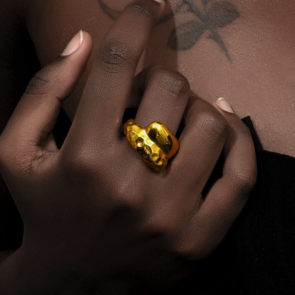 1 pezzo semplice serie Daily Twist in acciaio inossidabile impermeabile color oro anelli singoli da donna Immagine8