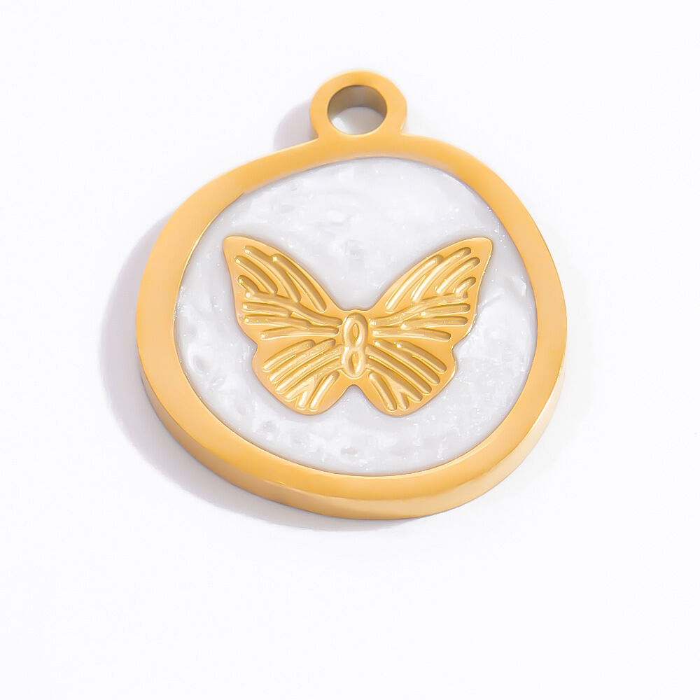 1 Piece Classic Series Retro Bow Knot Pattern Oil- Glazing Stainless Steel Waterproof Gold Color Women's Pendants h5 Picture10