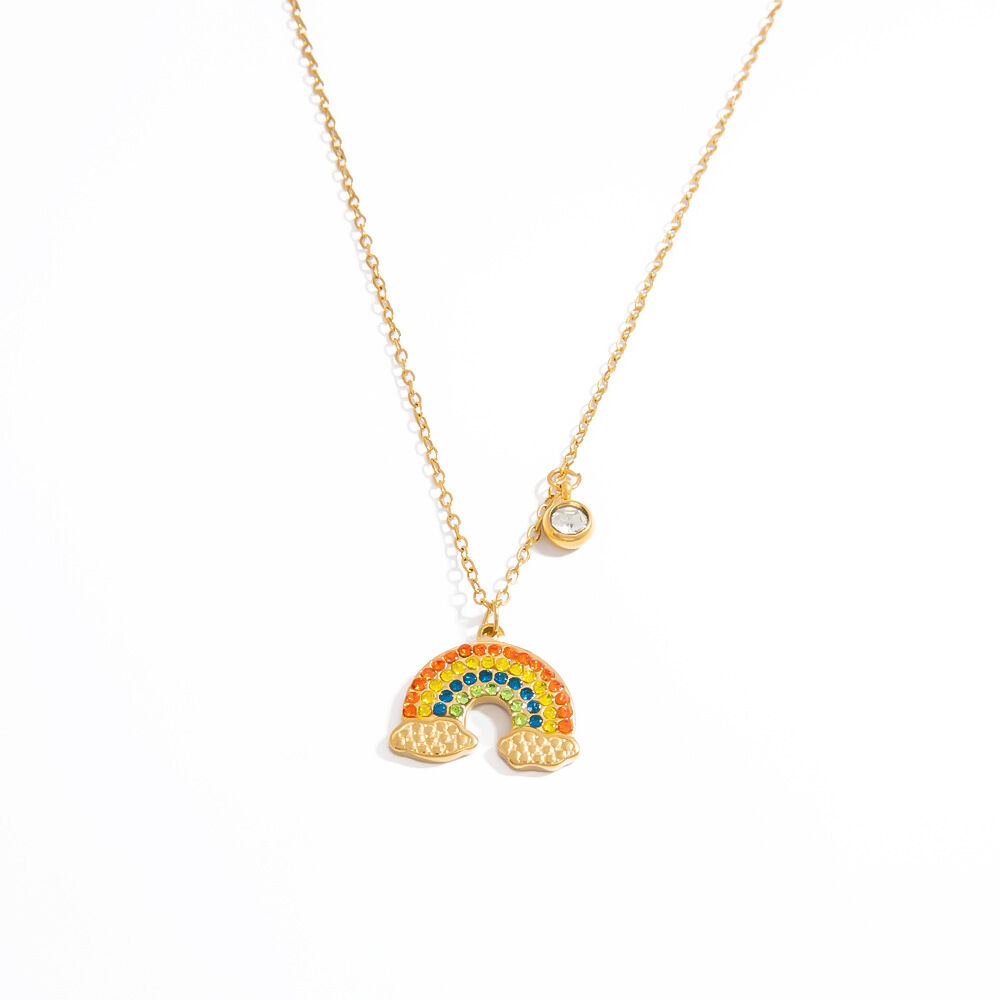 1 Stück Romantische Serie Niedliche Pflanzen-Halskette aus Edelstahl, wasserdicht, goldfarben, für Damen Bild10