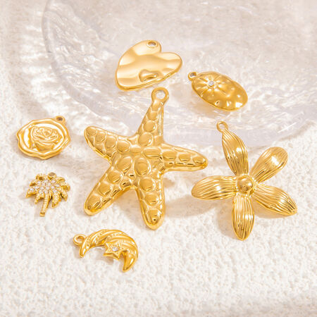 1 Piece Romantic Series Vacation Chic Starfish Shape Stainless Steel Waterproof Gold Color Women's Pendants