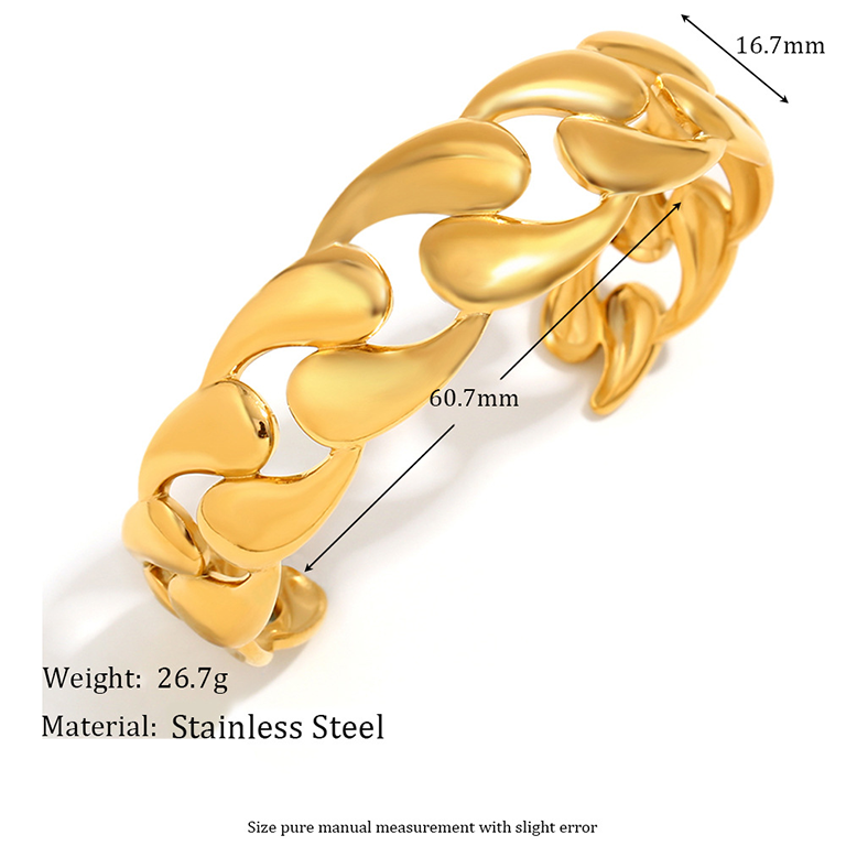 1 stuk luxe, eenvoudige, gedraaide, waterdichte, goudkleurige damesarmband van roestvrij staal. Afbeelding8