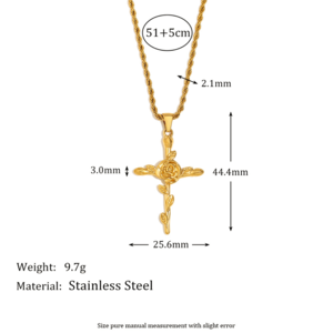 1 Piece Romantic Series Retro Flower Stainless Steel Waterproof Gold Color Women's Pendant Necklaces h5 Picture7