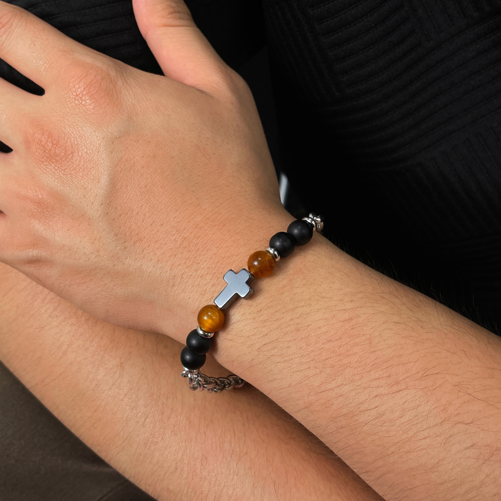 Schicke Perlen Edelstahl Herren Kettenarmbänder Bild4