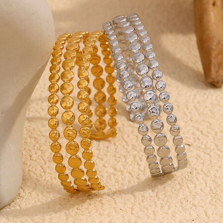 1 Piece Simple Series Retro Geometric Stainless Steel Waterproof Gold Color Women's Bangles 2