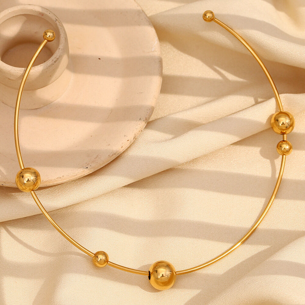 1 Stück Simple Series Casual Geometric Edelstahl Wasserdicht Goldfarbene Damen-Choker Bild5
