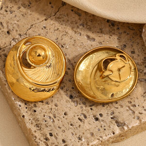 1 Pair Classic Series Retro Geometric Stainless Steel Waterproof Gold Color Women's Stud Earrings h5 Picture5