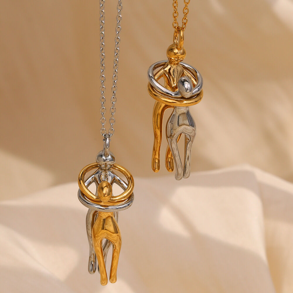 Collier pendentif femme style classique, en acier inoxydable, couleur or, étanche, collection Romantique (1 pièce) h5Image5