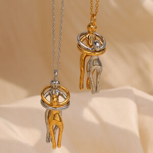 Collier pendentif femme style classique, en acier inoxydable, couleur or, étanche, collection Romantique (1 pièce) h5 Image5