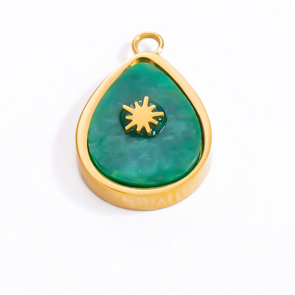 1 Piece Bohemian Series Retro Star Chromatic Natural Stone Stainless Steel Waterproof Gold Color Women's Pendants h5 Picture12