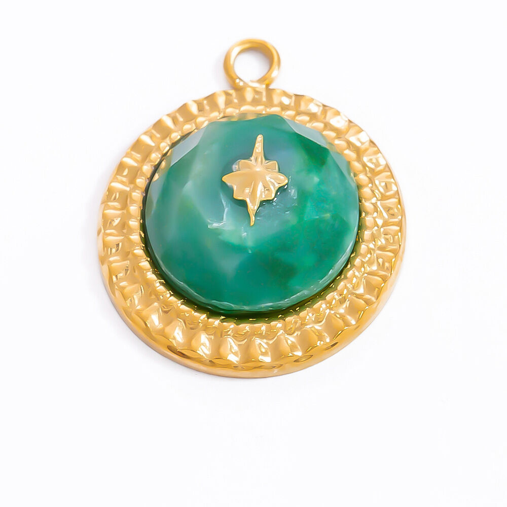 1 Piece Bohemian Series Retro Star Chromatic Natural Stone Stainless Steel Waterproof Gold Color Women's Pendants Picture9
