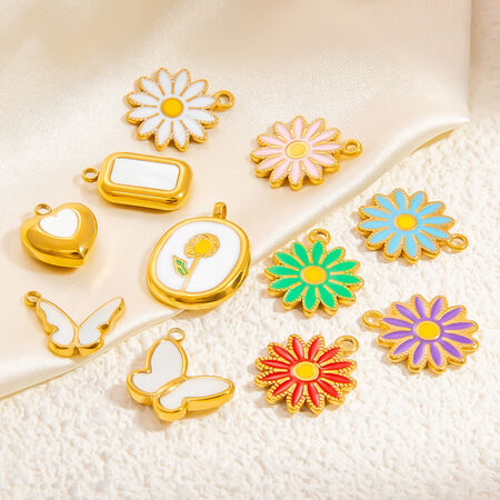 1 Piece Romantic Series Daily Butterfly Oil- Glazing Stainless Steel Waterproof Gold Color Women's Pendants