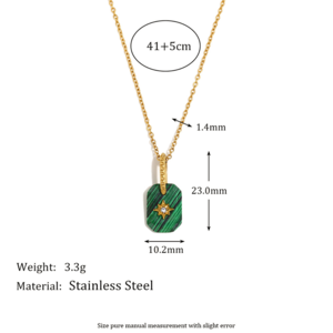 1 Piece Luxurious Series Retro Quadrilateral Stainless Steel Waterproof Gold Color Women's Pendant Necklaces h5 Picture8