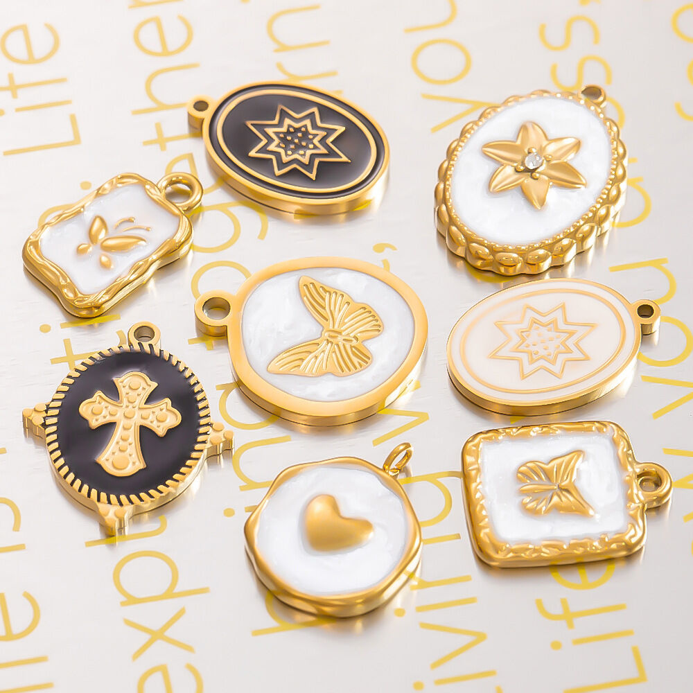 1 Piece Classic Series Retro Bow Knot Pattern Oil- Glazing Stainless Steel Waterproof Gold Color Women's Pendants Picture4