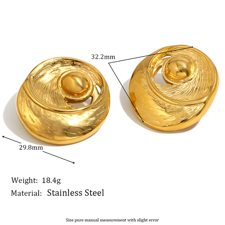 1 Pair Classic Series Retro Geometric Stainless Steel Waterproof Gold Color Women's Stud Earrings Picture9