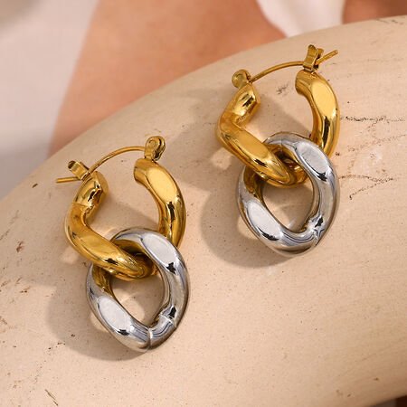 1 Pair Simple Series Elegant Twist Stainless Steel Waterproof Gold Color Women's Drop Earrings