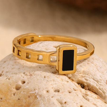 Modern Quadrilateral Stainless Steel Waterproof Gold Color Women's Minimalist Rings