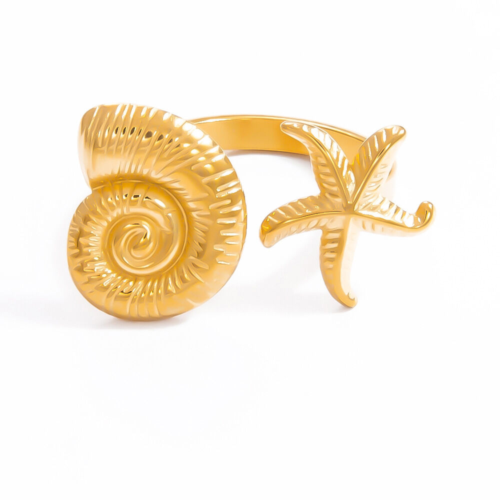 1 pezzo di lusso, elegante serie a forma di occhio, pietra naturale, acciaio inossidabile, impermeabile, colore oro, anelli regolabili da donna h5Immagine10