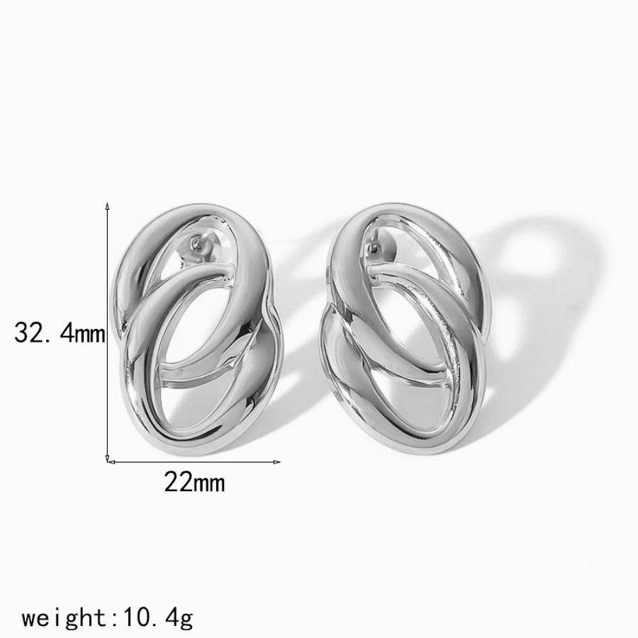 1 paire de boucles d'oreilles puces pour femme, collection Exquisite, double couche, rondes, en acier inoxydable étanche, couleur or. h5 Image7