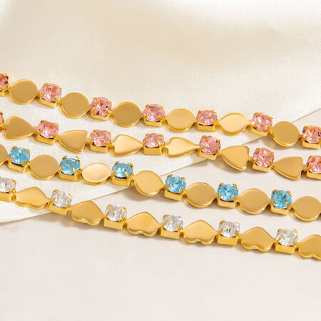 1 Piece Luxurious Series Elegant Heart Shape Delicate Titanium Steel Gold Color Women's Chain Bracelets