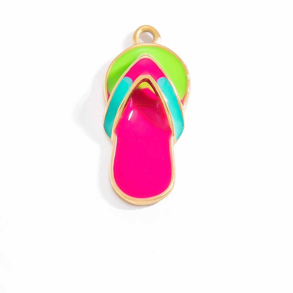 1 piece  style vacation popsicle pattern oil- glazing stainless steel gold color women's pendants h5 Picture9